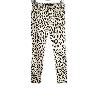 Joe's Jeans Skinny Ankle Leopard Print Jeans 26 Cotton Cream Black Gray Stretch